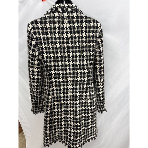 Nine West Houndstooth Coat Wool Blend Size S Black White Classic Winter Fall - Picture 5 of 11
